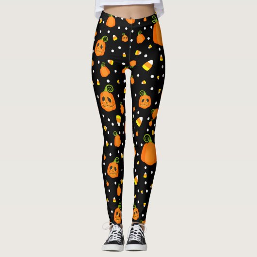 Leggings Citrouilles Whimsical & Candy Corn Fun Halloween (Devant)