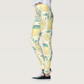 Leggings Citrus de citron moderne jaune d'été Personnalisé (Gauche)