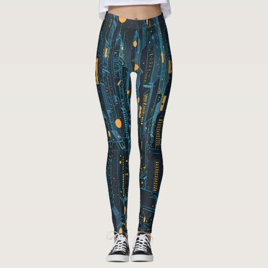 Leggings Cityscape Cyberpunk (Devant)