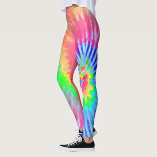 Leggings Clair Arc-en-ciel psychédélique Starburst Tie Dye
