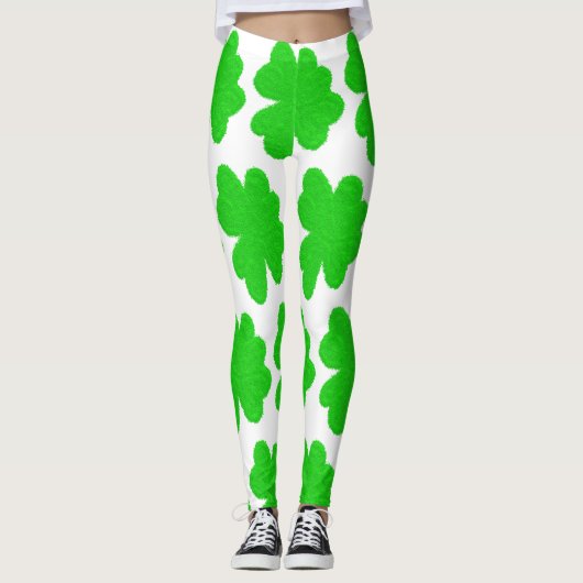 Leggings Clair shamrock chanceux trèfle St. Patrick's Day (Devant)