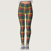 Leggings Clan Buchanan Scottish Plaid Rouge Vert Jaune (Devant)