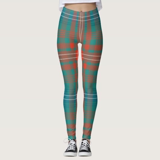 Leggings Clan écossais Wilson Tartan Green Blue Plaid (Devant)