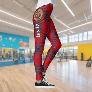 Leggings Clan Leslie Crest sur Red Tartan