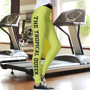 Leggings Classe de vacances personnalisée vert citron noir