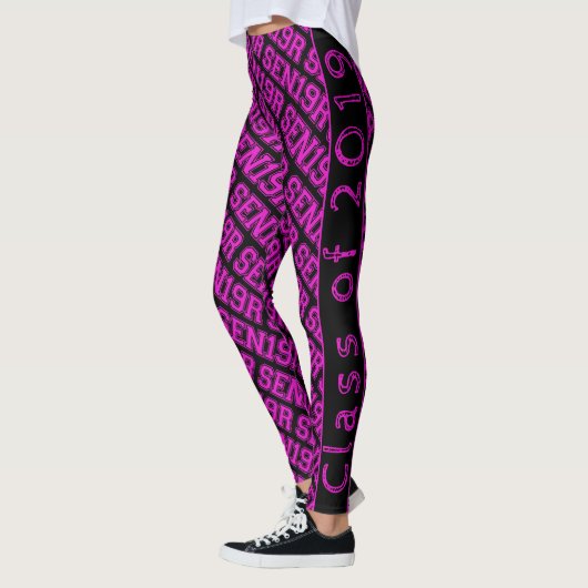 Leggings Classe supérieure de 2019 Typographie rose chaud S (Gauche)