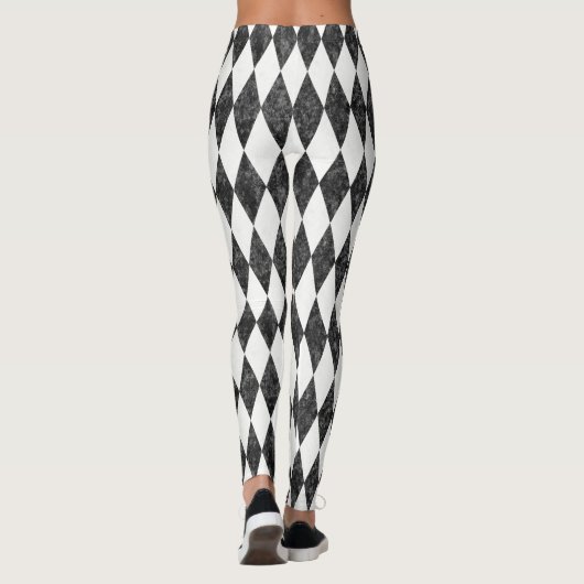 Leggings Classic Black White-Ice Harlequin Diamond Argyle (Dos)