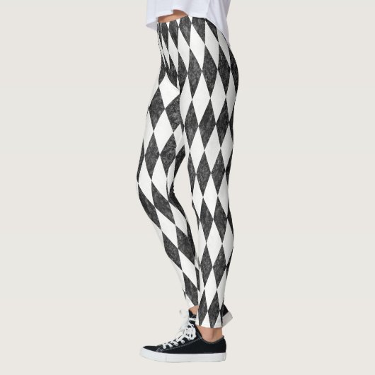 Leggings Classic Black White-Ice Harlequin Diamond Argyle (Gauche)