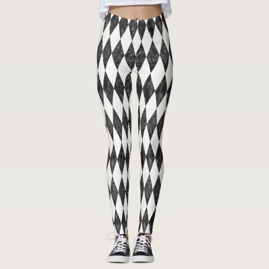 Leggings Classic Black White-Ice Harlequin Diamond Argyle (Devant)