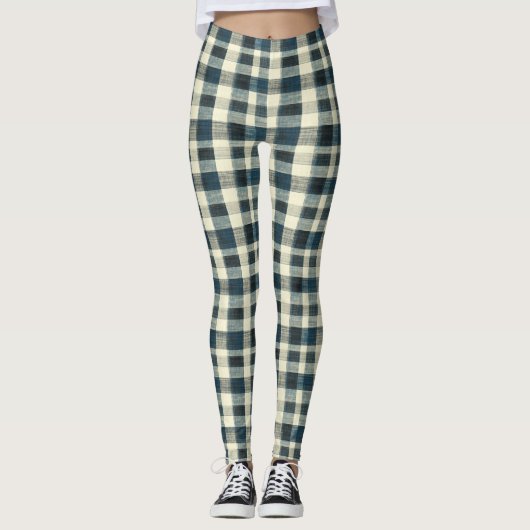 Leggings Classic Blue and White Plaid (Devant)