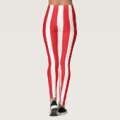 Leggings Classic Bright Red and White Striped Stylish (Dos)