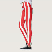 Leggings Classic Bright Red and White Striped Stylish (Gauche)