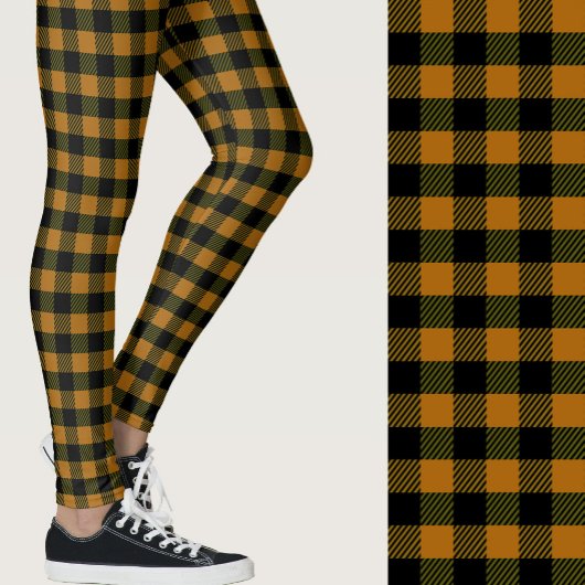 Leggings Classic burnt orange black buffalo plaid patterned