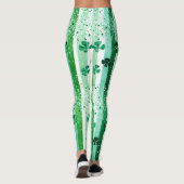 Leggings Classic Green White Vertical Stripes Shamrocks (Dos)