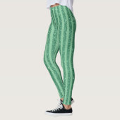 Leggings Classic Jade Green Glitter Style Vertical Stripes (Gauche)