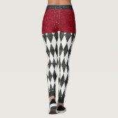 Leggings Classic noir blanc rouge arlequin Jacquard diamant (Dos)
