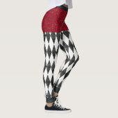 Leggings Classic noir blanc rouge arlequin Jacquard diamant (Droite)