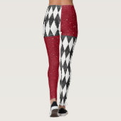 Leggings Classic noir blanc rouge arlequin Jacquard diamant (Dos)