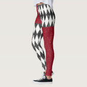 Leggings Classic noir blanc rouge arlequin Jacquard diamant (Gauche)