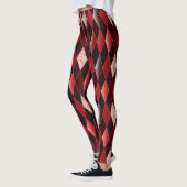 Leggings Classic noir blanc rouge arlequin Jacquard diamant (Gauche)
