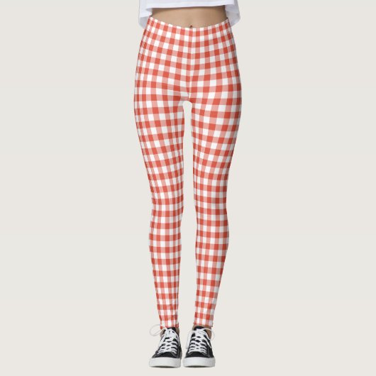 Leggings Classic Orange and White Buffalo Check Motif (Devant)