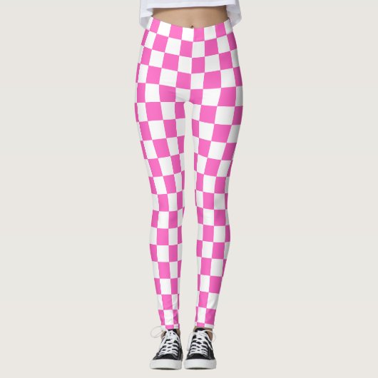 Leggings Classic visual pink checkerboard  (Devant)