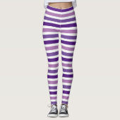Leggings Classique chic violet et blanc rayures (Devant)