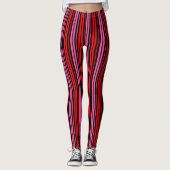 Leggings Classique design à rayures verticales rouge noir e (Devant)