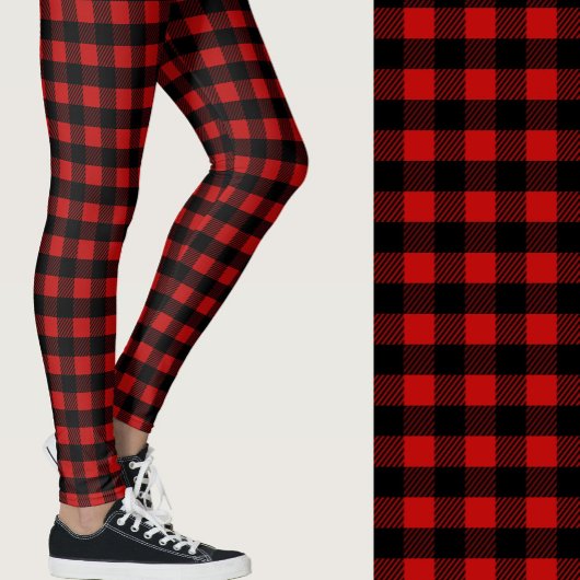 Leggings Classique motif carreau de bœuf rouge et noir