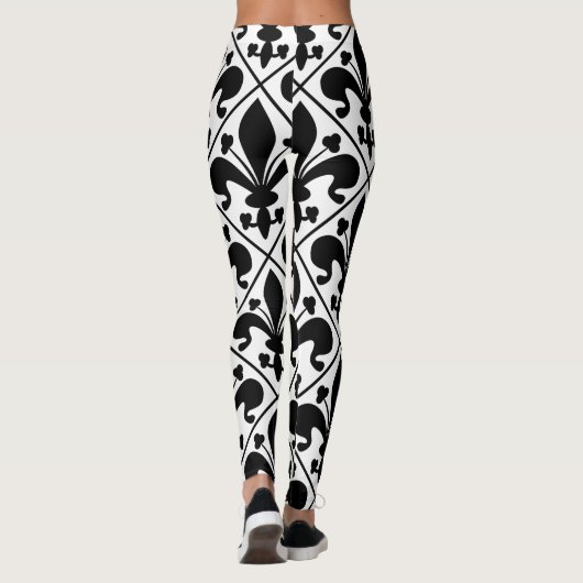 Leggings Classique noir et blanc de Fleur de Lis French (Dos)