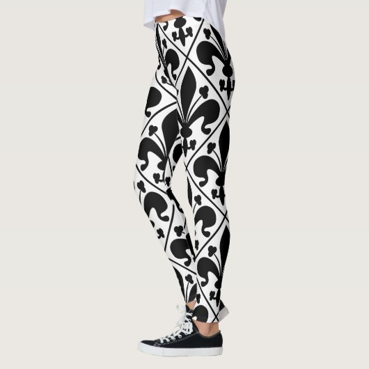 Leggings Classique noir et blanc de Fleur de Lis French (Gauche)