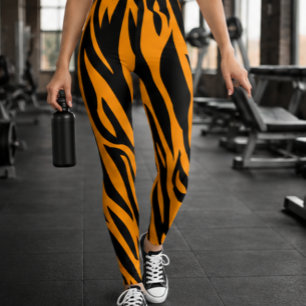 Leggings Classique rayure de tigre orange et noir Animal