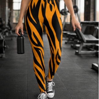 Leggings Classique rayure de tigre orange et noir Animal
