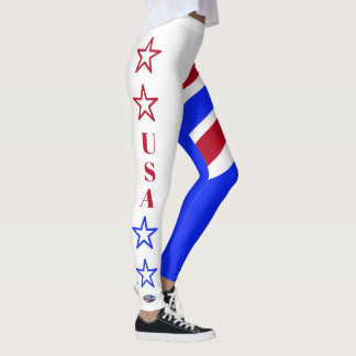 Leggings Classique USA coloré rouge blanc et bleu