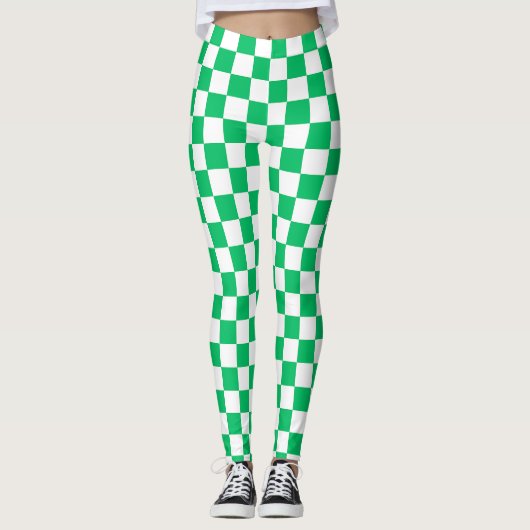 Leggings Classique vert à carreaux (Devant)