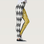Leggings Classy Black White Gold Harlequin Diamond Argyle (Droite)