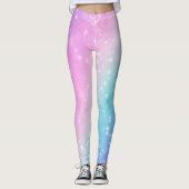 Leggings Classy Purple & Blue Bokeh Star, nom ou message (Devant)