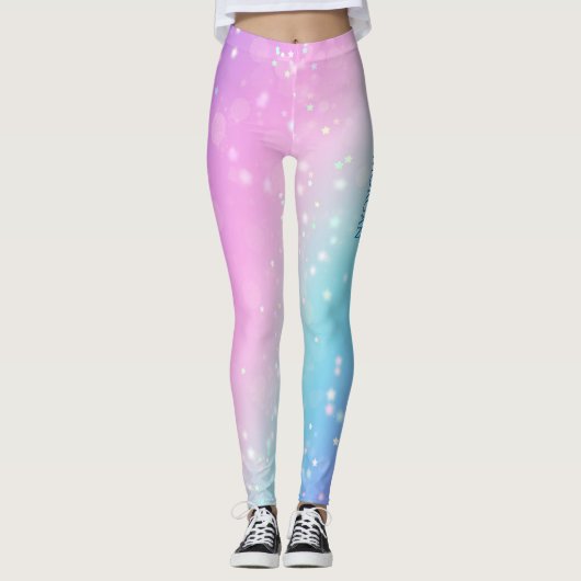 Leggings Classy Purple & Blue Bokeh Star, nom ou message (Devant)