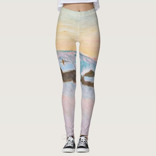 Leggings Claude Monet - Norvège Paysage, Maisons Bleues (Devant)