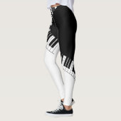 Leggings Clavier de piano design de musique noir et blanc (Gauche)