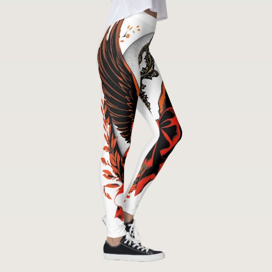 Leggings Clé de fond en velours gothique avec ailes et lune (Droite)