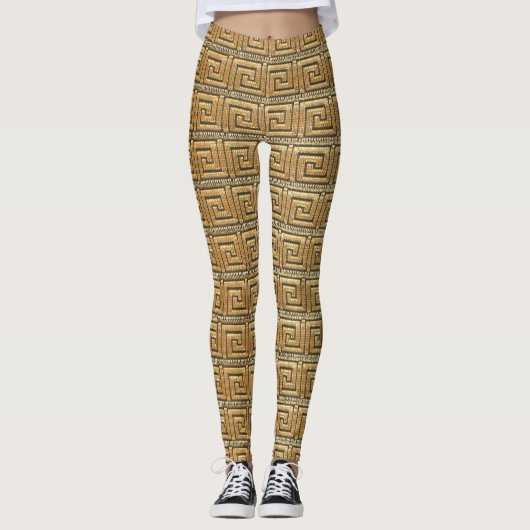 Leggings Clé grecque dorée (Devant)
