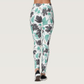 Leggings Clematis Vin Floral Gris Turquoise Aquarelle (Dos)