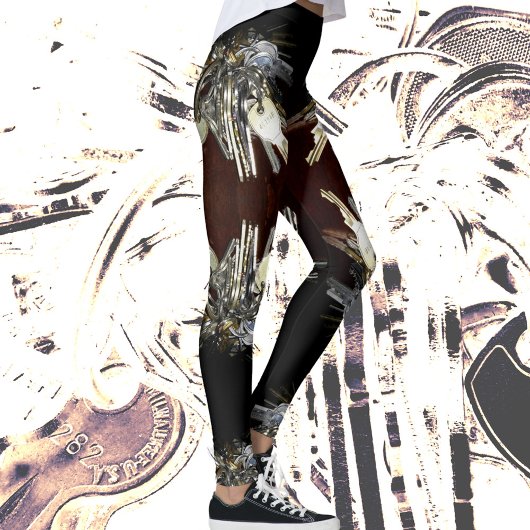Leggings Clés Métalliques Steampunk Chic