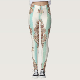 Leggings Clés vintages, verrous : motif à main levée.