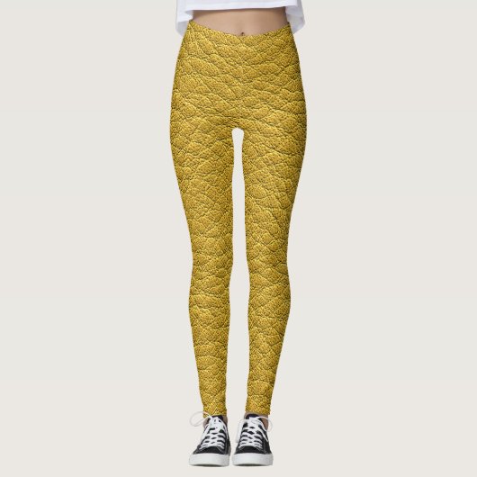 Leggings Closeup en cuir jaune (Devant)
