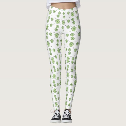 Leggings Clover Shamrock vert de la Saint Patrick (Devant)