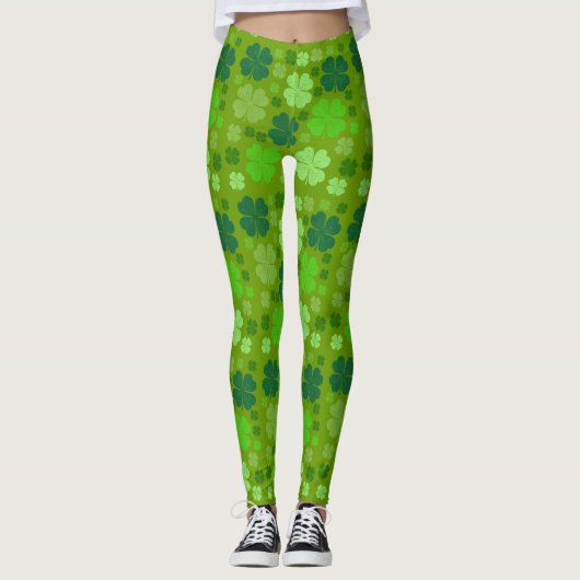 Leggings Clovers verts, Lucky Clovers, Saint Patrick's Day (Devant)