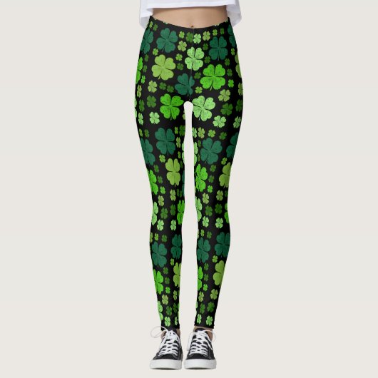 Leggings Clovers verts, Lucky Clovers, Saint Patrick's Day (Devant)