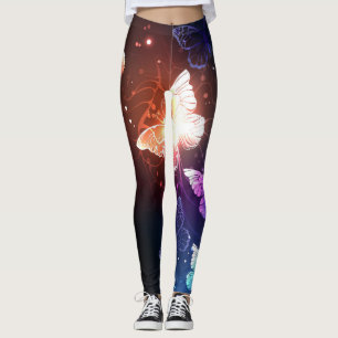 Leggings Clowing Night Butterflies